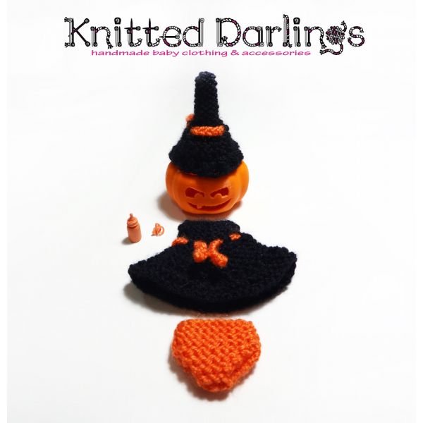  Halloween Handmade knitted set for mini baby 4,5"- 5" by Knitted Darlings #witch