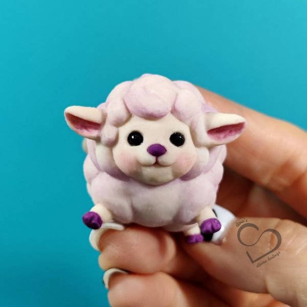 Solid silicone miniature baby lamb Lulu 4,5 cm (1.77")