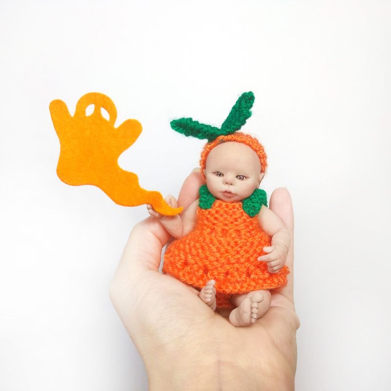  Halloween Handmade knitted set for mini baby 4,5"- 5" by Knitted Darlings #pumpkiness1