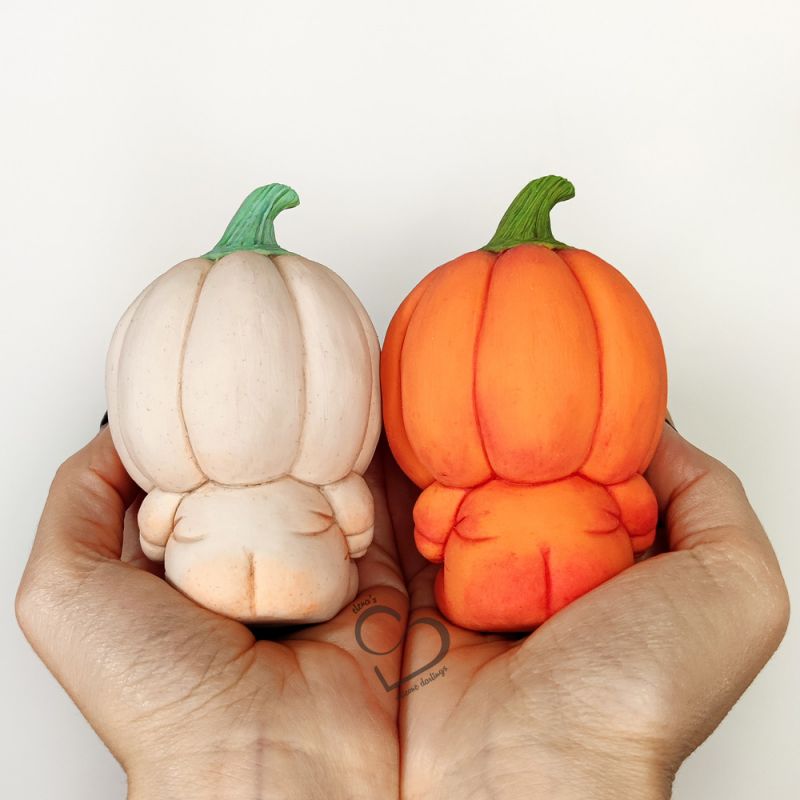Silicone Pumpkin Baby Tricky Soft & Squishy - Available in Cream White & Orange