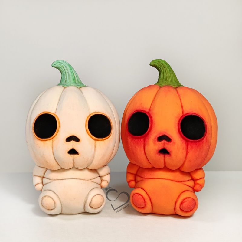 Silicone Pumpkin Baby Tricky Soft & Squishy - Available in Cream White & Orange