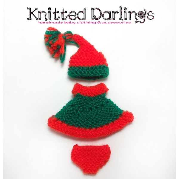  Xmas Handmade knitted 3 piece set for mini baby 4,5"- 5" by Knitted Darlings #6
