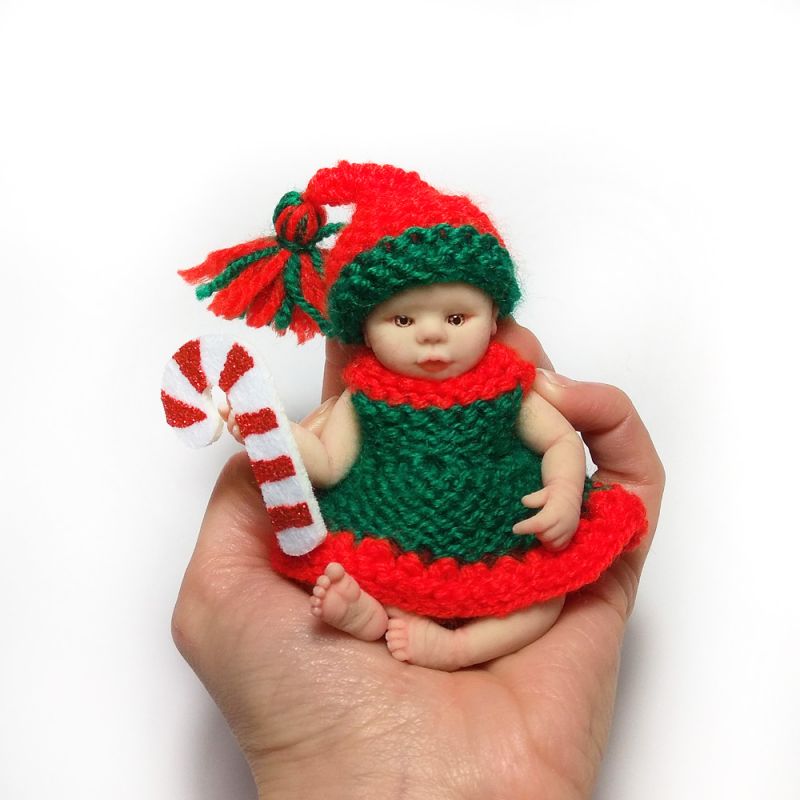  Xmas Handmade knitted 3 piece set for mini baby 4,5"- 5" by Knitted Darlings #6